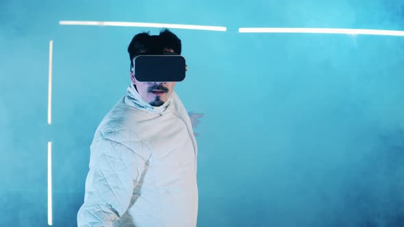 Male Fencer Is Putting Off VRglasses After Practice