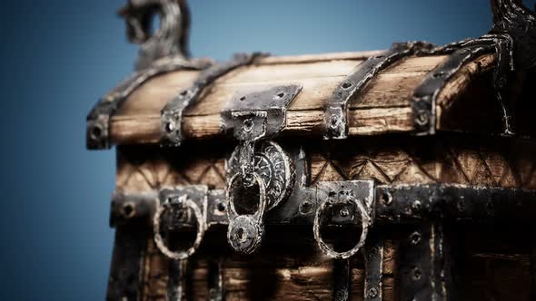 Closed Wooden Treasure Chest with Metal Clasp alt