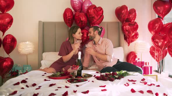 RED Camera Slow Motion Shot of Young Happy Married European Couple Kissing