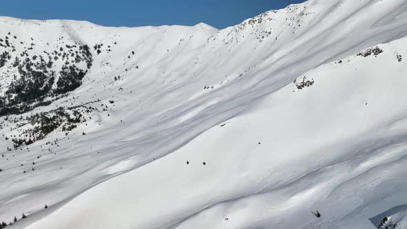 Winter landscape high in the mountains aerial view 4 K