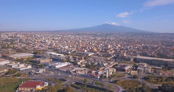 aerial view of Catania city near the main Cathedral