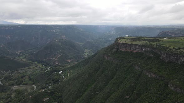 Frontal view of Pena del aire with drone