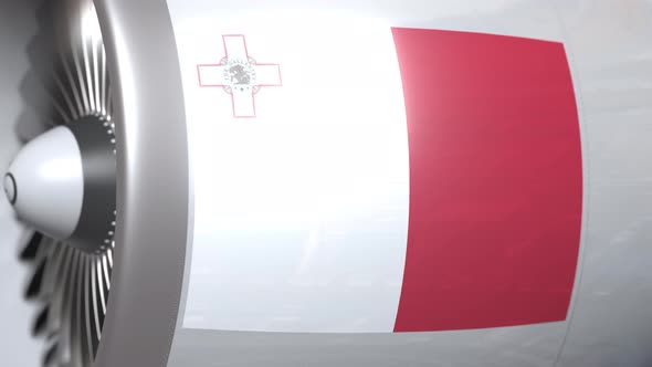 Flying Flag of Malta on Airplane Tourbine alt