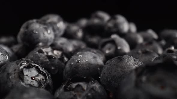 Zoom in macro video of seasonal blueberries. Shot with RED helium camera in 8K