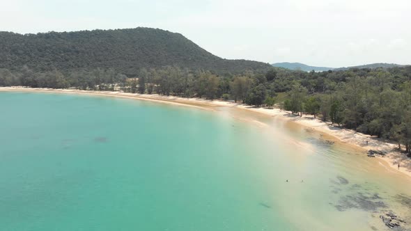 Forested M'pai bay with sandy tropical beach, Koh Rong Samloem, Cambodia 