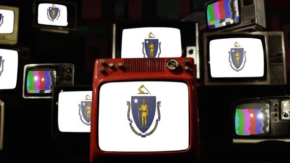 Flag Of Massachusetts on Retro TVs.