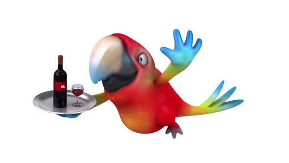 Fun 3D cartoon animation of a Parrot with alpha