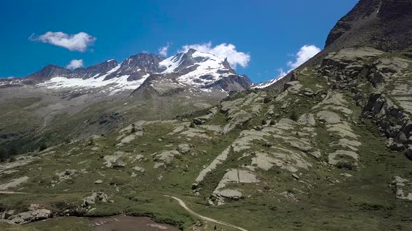 Flying Over the Alpine Mountains