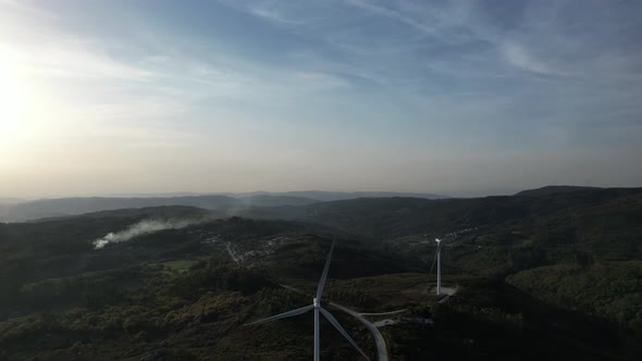 Wind Turbines in Rural Landscape