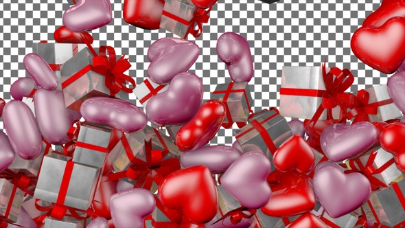 Valentines Day Hearts and Gift Boxes Transition – Red Whitish Purple alt