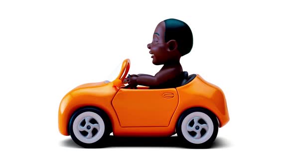 Fun 3D cartoon of a baby driving