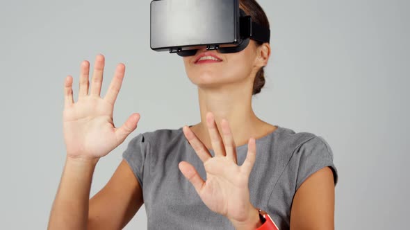 Woman using virtual glasses