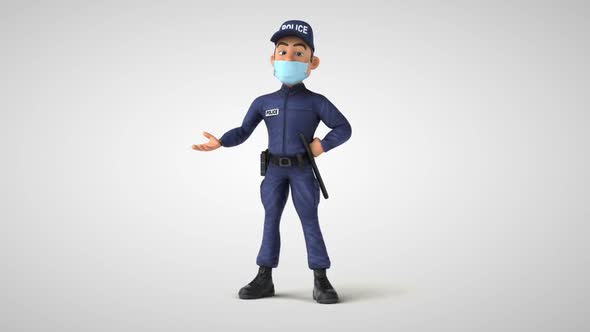 6 cartoon Police officers with masks