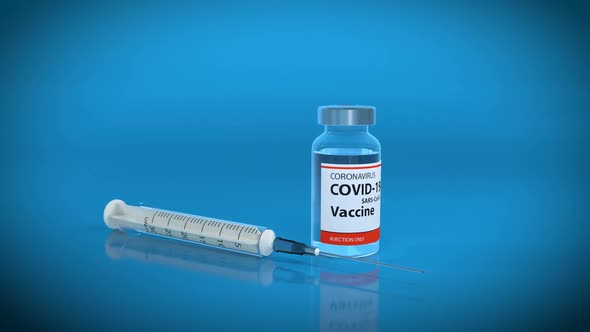 Ready To Injection Covid-19 Vaccine in the Bottle and Syringe in the Laboratory