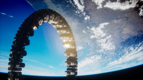 Futuristic Space Station on Earth Orbit alt