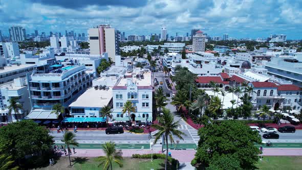 Coast city of Miami Beach Florida United States. Tropical scenery.