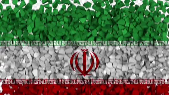 Iran Flag Breaking Rocks Transition