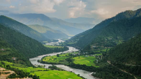 Beautiful time lapse of the Punakha Valley in Bhutan.