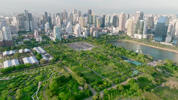 Benjakitti Park or Benchakitti Forest Park New Design Walkway in Central Bangkok Thailand