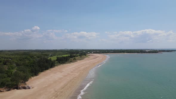 Moving Drone Shot of Casuarina Beach and Darwin in The Distance, Northern Territory