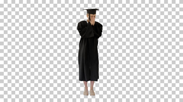 Blonde Graduate Student Standing And Coughing, Alpha Channel