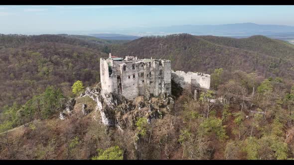 Aerial view of Uhrovec Castle in Slovakia