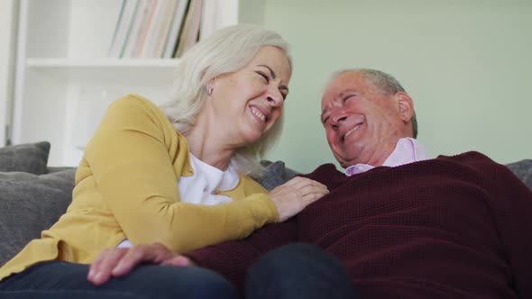 Senior caucasian couple embracing