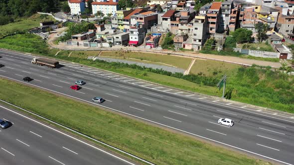 Bandeirantes highway near downtown Sao Paulo Brazil. Famous brazilian road