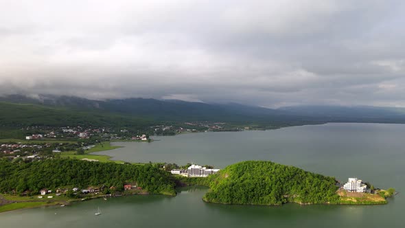 Aerial view of Zemplinska Sirava reservoir in Slovakia