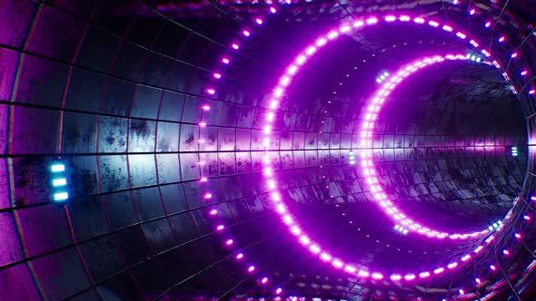 Cyberpunk Vintage Tiled Neon VJ Tunnel Loop 4K
