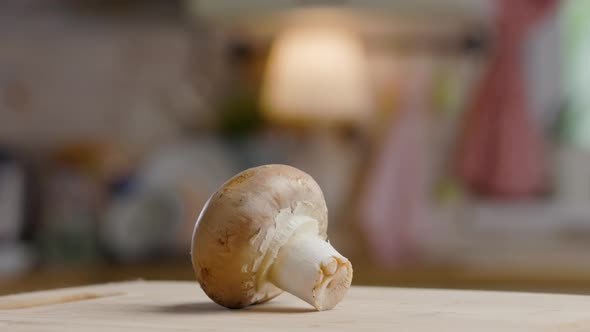 Champignons Mushrooms Wooden Board Kitchen