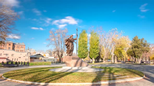 The Monument To Holy Apostle Andrew the First-Called in the on the City Park Strelka Timelapse