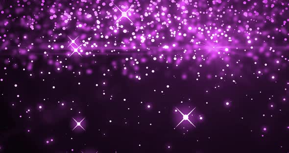 Animation of multiple glowing pink spots of light moving in hypnotic motion on purple background alt