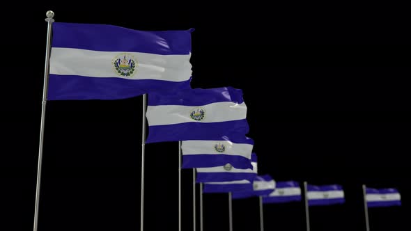 El Salvador Row Of Flags Animation Include Alpha Channel alt