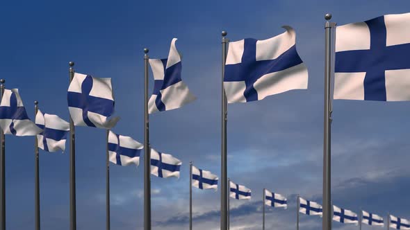 The Finland Flags Waving In The Wind  - 2K