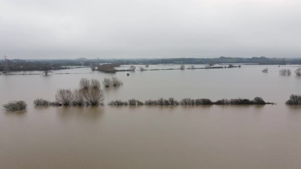 Aerial View of Flooding in the UK During the Winter Causing Devastation  alt