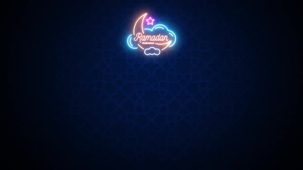 Ramadan Mubarak Neon Sign on Brick Wall