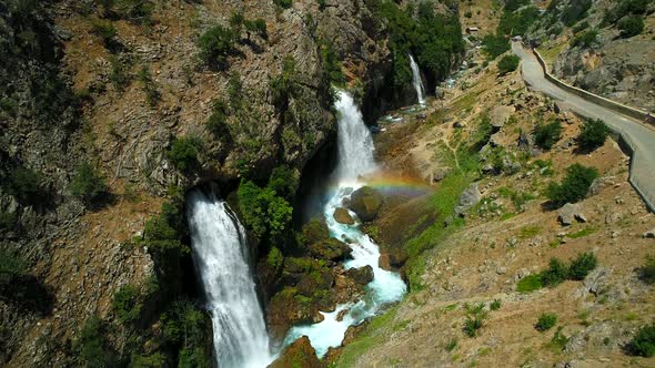 Waterfalls and Road