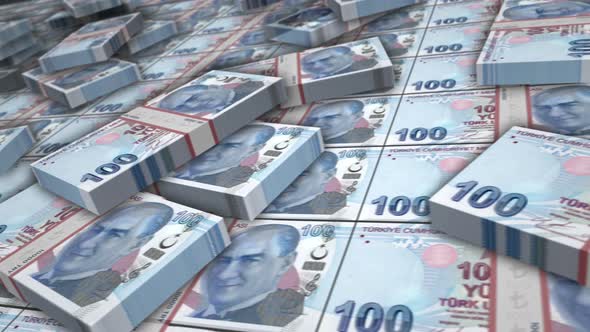 Turkish lira money banknote pack loop