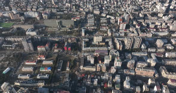 Tbilisi, Georgia - March 3 2022: Flying over Al. Kazbegi Avenue