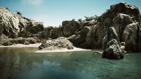 Coastal View of a Sand Beach with Cliffs