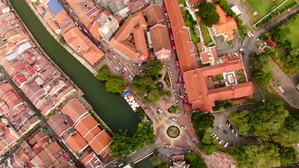 Drone aerial footage in Malacca Old Town, Malaysia