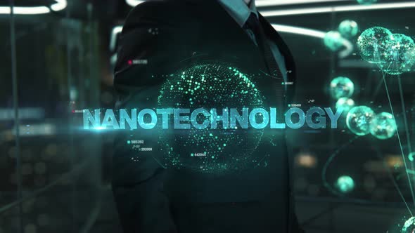 Businessman with Nanotechnology Hologram Concept