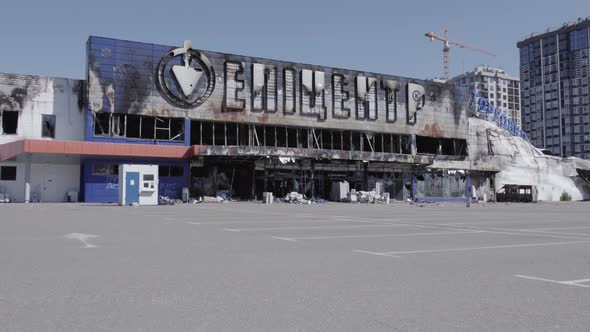 War in Ukraine  Destroyed Building of a Shopping Center in Bucha