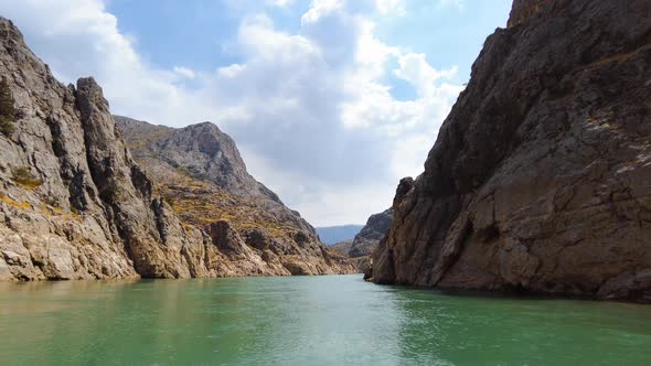 Huge Steep Cliffs Canyon in the Euphrates River Delta Dramatic Geological Wonder in Turkey