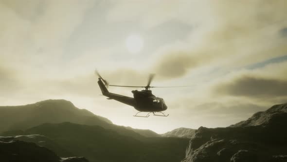 Slow Motion United States Military Helicopter in Vietnam alt