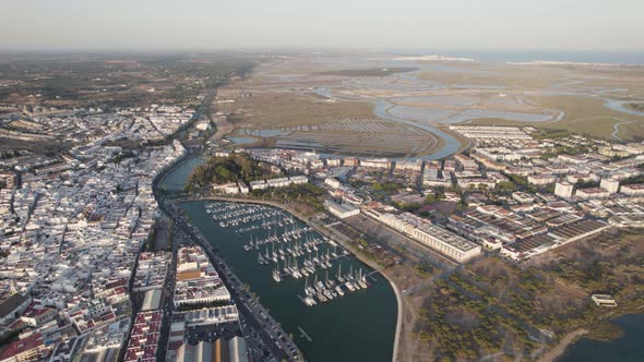 Panoramic view of the city of Ayamonte at the mouth of the guadiana river