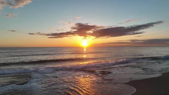 Texture of the sea and a beautiful sunset