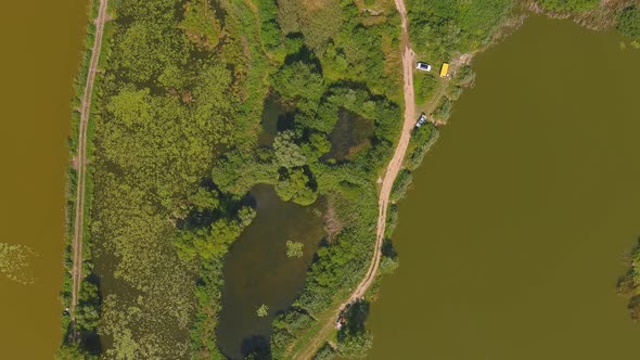 Beautiful Scenery of Pond on Vacation Shot Aerial Photography