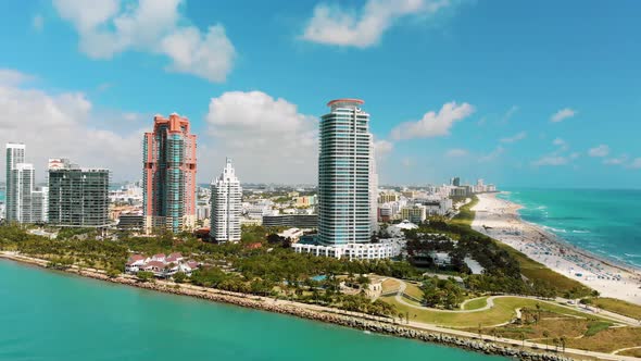 Miami Beach Skyline  Aerial View From Drone